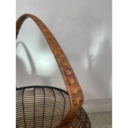 ANTICO CESTINO VINTAGE PORTARIVISTE PAGLIA PORTA LIBRI LIBRERIA SALOTTO DESIGN