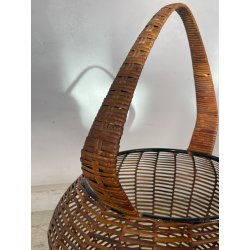 ANTICO CESTINO VINTAGE PORTARIVISTE PAGLIA PORTA LIBRI LIBRERIA SALOTTO DESIGN