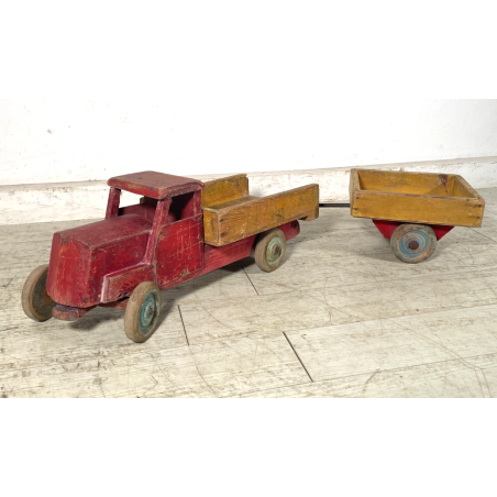 ANTICO CAMION GIOCATTOLO WISA GLORIA SUISSE LEGNO TIR RIMORCHIO TOYS EPOCA 1940
