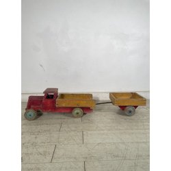 ANTICO CAMION GIOCATTOLO WISA GLORIA SUISSE LEGNO TIR RIMORCHIO TOYS EPOCA 1940
