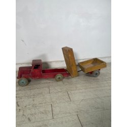 ANTICO CAMION GIOCATTOLO WISA GLORIA SUISSE LEGNO TIR RIMORCHIO TOYS EPOCA 1940
