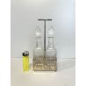 antico SET CONDIMENTI ARGENTATO PORTA OLIO ACETO da tavola BOTTIGLIE VETRO '900