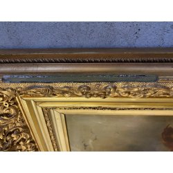 QUADRO DIPINTO OLIO TELA Henry Schouter DUE CANI da CACCIA SETTER