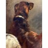 QUADRO DIPINTO OLIO TELA Henry Schouter DUE CANI da CACCIA SETTER