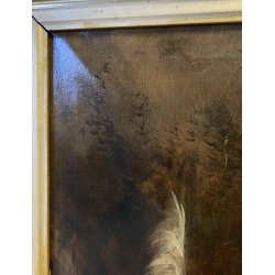 QUADRO DIPINTO OLIO TELA Henry Schouter DUE CANI da CACCIA SETTER