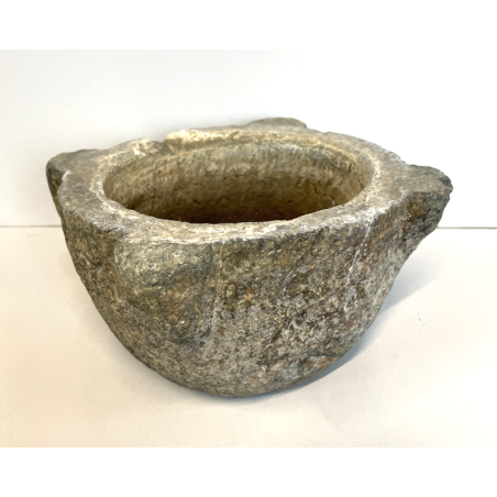 ANTICO MORTAIO SASSO SERIZZO PIETRA PESTO GRANITO EPOCA 1700 GENOVESE ø 26 CM