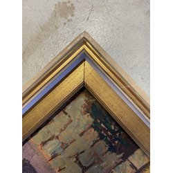 ANTICO QUADRO DIPINTO Pino Pessina Da Castanedo PAESAGGIO FIGURE VECCHIA ORTA