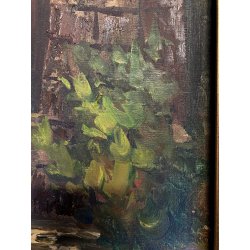 ANTICO QUADRO DIPINTO Pino Pessina Da Castanedo PAESAGGIO FIGURE VECCHIA ORTA