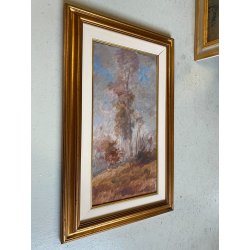 QUADRO DIPINTO Gigi Comolli  PAESAGGIO AUTUNNO COLLINE LAGO MAGGIORE '900