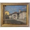 QUADRO DIPINTO OLIO TAVOLA Gigi Comolli "PIAZZA OLEGGIO CASTELLO" PAESAGGIO '900