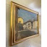 QUADRO DIPINTO OLIO TAVOLA Gigi Comolli "PIAZZA OLEGGIO CASTELLO" PAESAGGIO '900