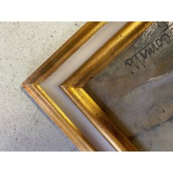 QUADRO DIPINTO OLIO TAVOLA Gigi Comolli "PIAZZA OLEGGIO CASTELLO" PAESAGGIO '900