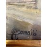 QUADRO DIPINTO OLIO TAVOLA Gigi Comolli "PIAZZA OLEGGIO CASTELLO" PAESAGGIO '900