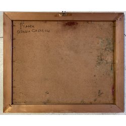 QUADRO DIPINTO OLIO TAVOLA Gigi Comolli "PIAZZA OLEGGIO CASTELLO" PAESAGGIO '900