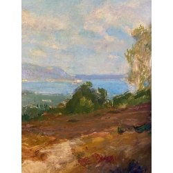 QUADRO DIPINTO OLIO Gigi Comolli PAESAGGIO AUTUNNO COLLINE LAGO MAGGIORE '900