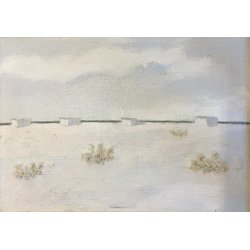 QUADRO DIPINTO OLIO Ivo Capozzi SICILIA PAESAGGIO BALNEARE SPIAGGIA MINIMALISMO