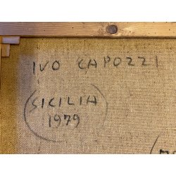 QUADRO DIPINTO OLIO Ivo Capozzi SICILIA PAESAGGIO BALNEARE SPIAGGIA MINIMALISMO