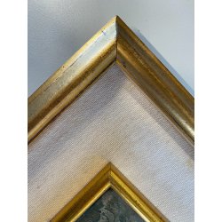 ANTICO DIPINTO OLIO G. Salviati PAESAGGIO RURALE SCORCIO BORGO MONTANO INVERNO