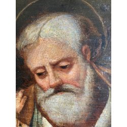 ANTICO DIPINTO OLIO TAVOLA San Giuseppe  GESù BAMBINO RELIGIOSO ARTE SACRA '700