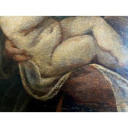 ANTICO DIPINTO OLIO TAVOLA San Giuseppe  GESù BAMBINO RELIGIOSO ARTE SACRA '700