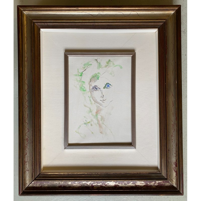 DIPINTO OLIO TELA TRECCANI ERNESTO "Viso" TECNICA MISTA RITRATTO 25x35cm '900