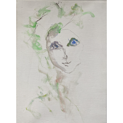 DIPINTO OLIO TELA TRECCANI ERNESTO "Viso" TECNICA MISTA RITRATTO 25x35cm '900