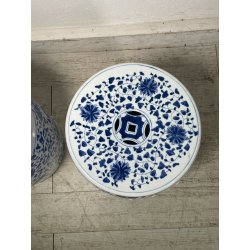 ANTICA COPPIA SGABELLO DA GIARDINO CINESE FAMILLE ROSE SEDIA FIORI 47 CM DIPINTO