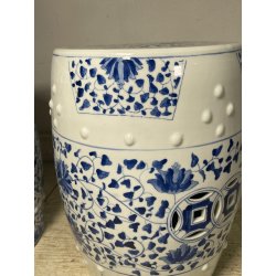 ANTICA COPPIA SGABELLO DA GIARDINO CINESE FAMILLE ROSE SEDIA FIORI 47 CM DIPINTO