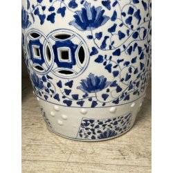 ANTICA COPPIA SGABELLO DA GIARDINO CINESE FAMILLE ROSE SEDIA FIORI 47 CM DIPINTO