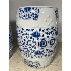 ANTICA COPPIA SGABELLO DA GIARDINO CINESE FAMILLE ROSE SEDIA FIORI 47 CM DIPINTO