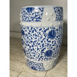 ANTICA COPPIA SGABELLO DA GIARDINO CINESE FAMILLE ROSE SEDIA FIORI 47 CM DIPINTO