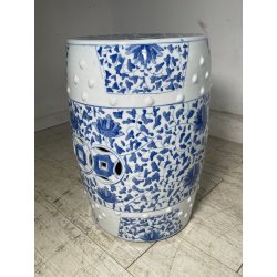 ANTICA COPPIA SGABELLO DA GIARDINO CINESE FAMILLE ROSE SEDIA FIORI 47 CM DIPINTO