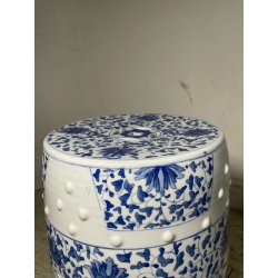 ANTICA COPPIA SGABELLO DA GIARDINO CINESE FAMILLE ROSE SEDIA FIORI 47 CM DIPINTO