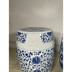 ANTICA COPPIA SGABELLO DA GIARDINO CINESE FAMILLE ROSE SEDIA FIORI 47 CM DIPINTO