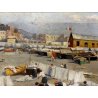 ANTICO QUADRO DIPINTO OLIO A. Pratella PAESAGGIO MARINA NAPOLI LAVANDAIE PORTO