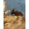 ANTICO QUADRO OLIO TAVOLA A. Soressi GENERE PAESAGGIO PASTORELLE GREGGE CAPRETTE