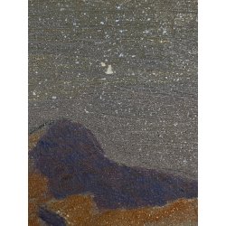 ANTICO DIPINTO OLIO TAVOLA PAESAGGIO MONTANO ALPI MONTE ROSA TRAMONTO PRIMO '900