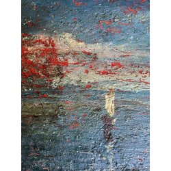 ANTICO QUADRO DIPINTO OLIO PAESAGGIO LACUSTRE MARINA FIGURE NUDE