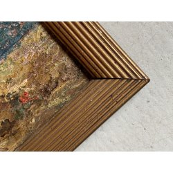 ANTICO QUADRO DIPINTO OLIO PAESAGGIO LACUSTRE MARINA FIGURE NUDE