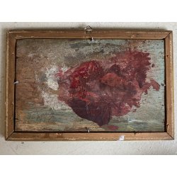 ANTICO QUADRO DIPINTO OLIO PAESAGGIO LACUSTRE MARINA FIGURE NUDE