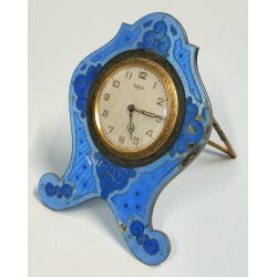 Atlanta OROLOGIO TAVOLO Art Déco OTTONE SMALTATO epoca 900 GUILLOCHE Desk Clock