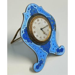Atlanta OROLOGIO TAVOLO Art Déco OTTONE SMALTATO epoca 900 GUILLOCHE Desk Clock