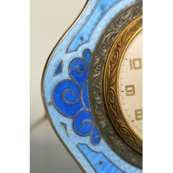 Atlanta OROLOGIO TAVOLO Art Déco OTTONE SMALTATO epoca 900 GUILLOCHE Desk Clock