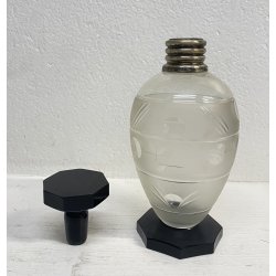 BOTTIGLIA VETRO NERO ARGENTO 800 CRISTALLO MOLATO CRYSTAL ART DECO' BOTTLE GLASS