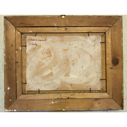 ANTICO PICCOLO DIPINTO OLIO "Albero con maiale" E.B. PAESAGGIO AGRESTE SICILIA