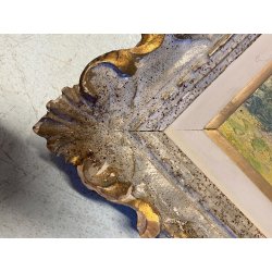 ANTICO PICCOLO DIPINTO OLIO "Albero con maiale" E.B. PAESAGGIO AGRESTE SICILIA