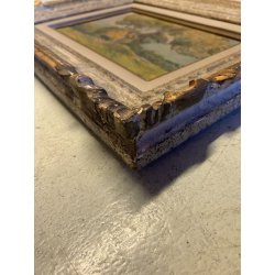 ANTICO PICCOLO DIPINTO OLIO "Albero con maiale" E.B. PAESAGGIO AGRESTE SICILIA