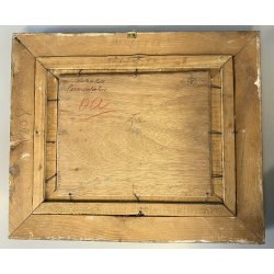 ANTICO PICCOLO DIPINTO OLIO  E.B. "Veduta di Patti" "Paese controluce" SICILIA