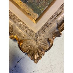 ANTICO PICCOLO DIPINTO OLIO  E.B. "Veduta di Patti" "Paese controluce" SICILIA