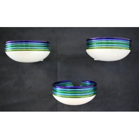 SET 3 LAMPADA PARETE LEUCOS Febo DESIGN Toso Pamio WALL LAMP MURANO GLASS 60/70s